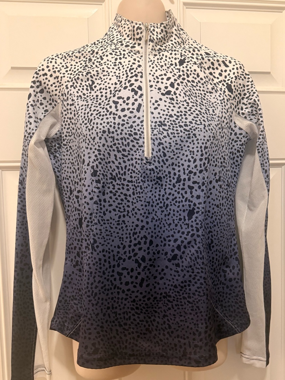Pebble Beach Half Zip Mesh Insert Long Sleeve Activewear Polo- XS